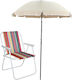 To megalo pazari Folding Beach Chair Umbrella Beige
