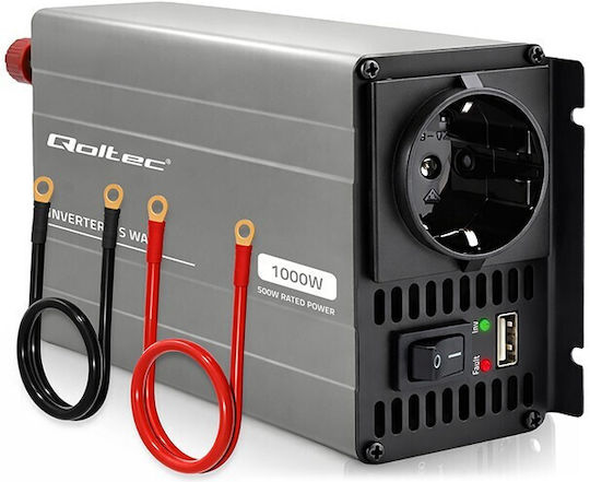 Qoltec Inverter Αυτοκινήτου Τροποποιημένου Ημιτόνου 500W για Μετατροπή 12V DC σε 230V AC