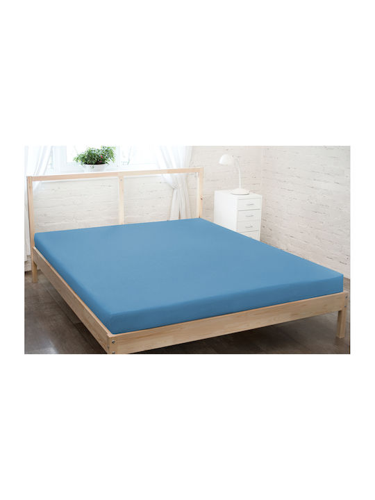 KZ Bed Sheet King Size With Rubber Hugger 180x200cm Dark Blue