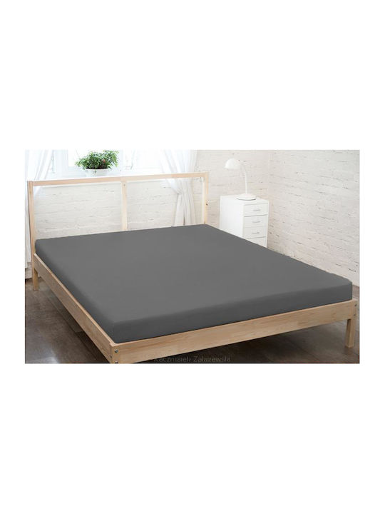 KZ Karo Bettlaken Einzel mit Gummibettlaken 90x200cm Graphit