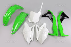 Ufo Plastic Kit Kawasaki Kxf 250 '17 Oem Color Green White Black Ka224e999