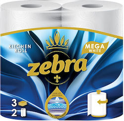 Zebra White Mega Χαρτί Κουζίνας 2 Ρολά 3 Φύλλων 2 Συσκευασίες Zebra White Mega Χαρτί Κουζίνας 2 Ρολά 3 Φύλλων 2 Συσκευασίες