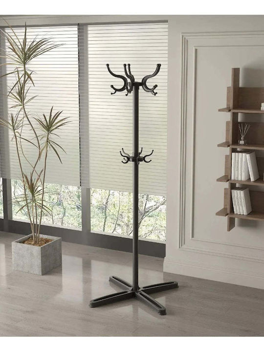 SteweHome Plastic Black Coat Rack 29x29x170cm