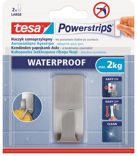 Tesa Doppelter Badezimmerhaken mit Aufkleber 5,95x2,4cm Grau