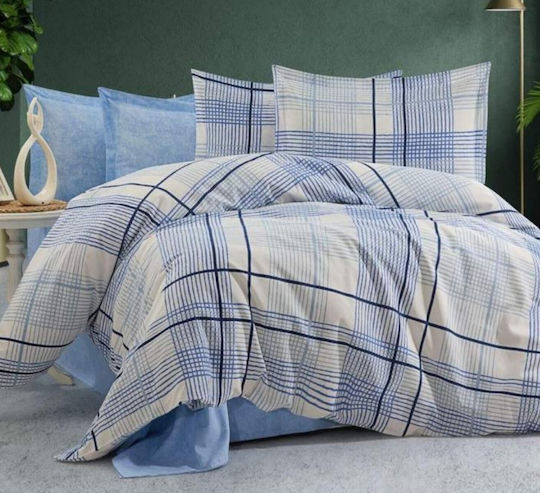 MayHome Set Bed Sheets for Double with Rubber Hugger 160x200+30cm Geometric 4 Pieces