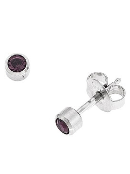 Senza Senza Steel Earrings with Purple Stones