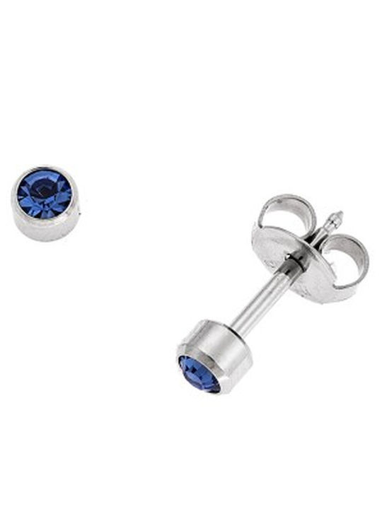 Senza Steel Earrings with Blue Stones