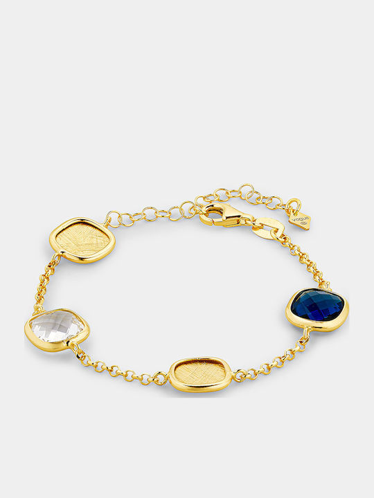 Vogue Women's Rosette Bracelet in Gold Plated Silver with Zircon