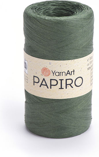 Yarnart Papiro 1312 Green Knitting Yarn 100% Raffia Paper 100gr 130m