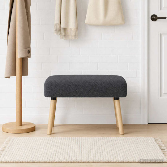 Fabric Upholstered Bench Stool Dark Grey 60x40x45cm