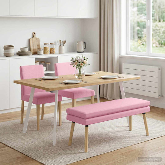Stoff-Tabouret Mit Rosa Bezug 110x40x47cm