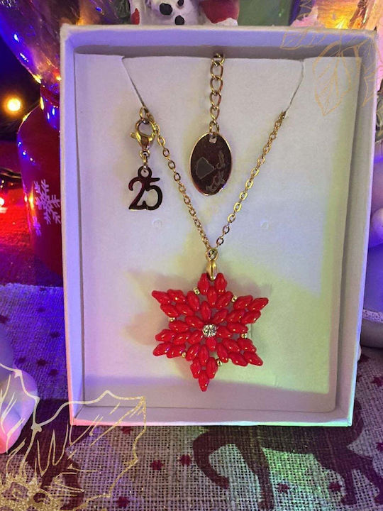 Xmas Necklace Red Star Chain 70cm