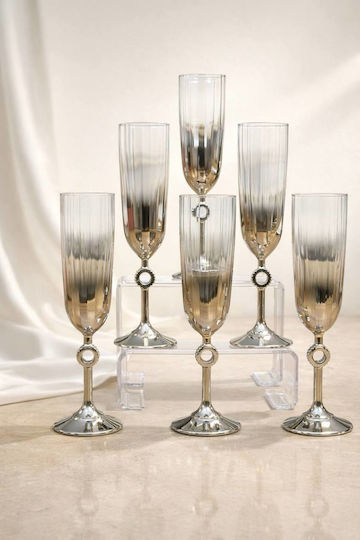 SteweHome SteweHome Set Brillen Kelch Glas Silber 6 Stück