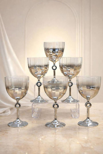 SteweHome Set Brillen Wasser / Cocktail Kolonnata Glas Silber 280ml 6Stücke