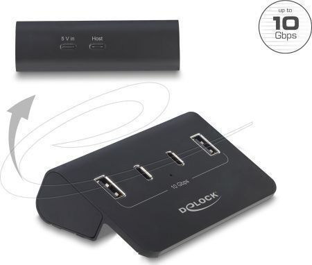DeLock USB-Hub 4 Anschlüsse USB 3.2 mit Anschluss an einen Computer USB-A