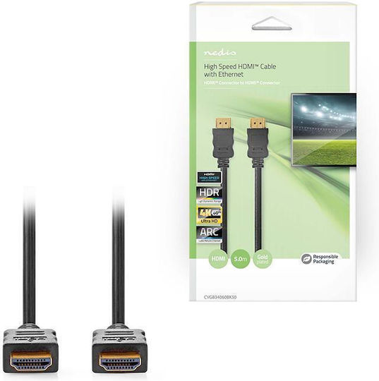 Nedis HDMI 2.0 Premium High Speed 4K 60Hz HDR Cable HDMI Male - HDMI Male 5m Black