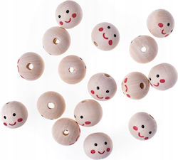 Wooden Beads Smiley Faces 20 Mm 16 Pcs