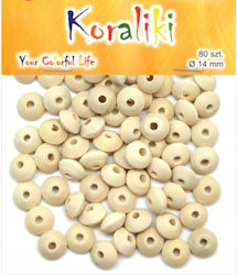 Flat Wooden Beads 14mm Pack 80 Pcs