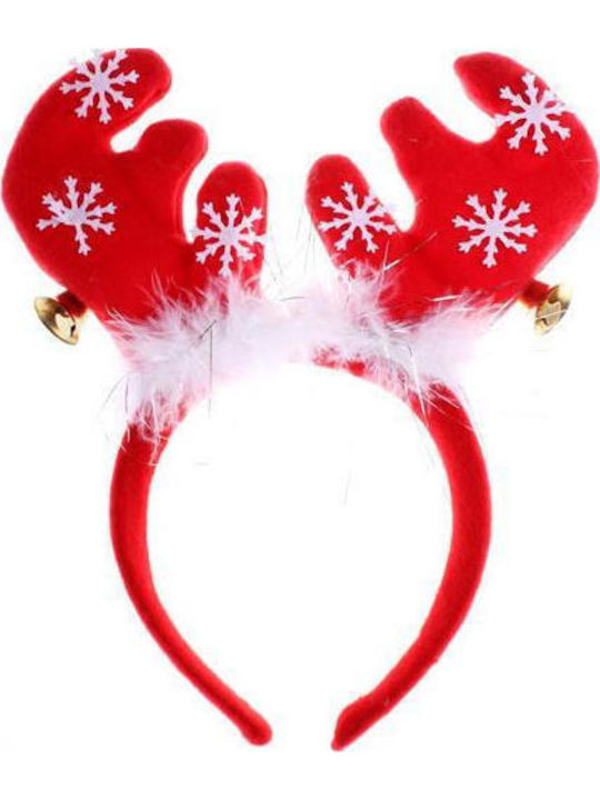 Red Reindeer Horns Headband Snowflake 1 Pc