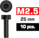 Ultimate Racing M2.5x25mm Schrauben mit Kopf 10...
