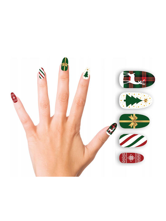 Künstliche Nagelspitzen + Kleber Weihnachtsrentier Weihnachtsbekleidungsaccessoires 12 Stück