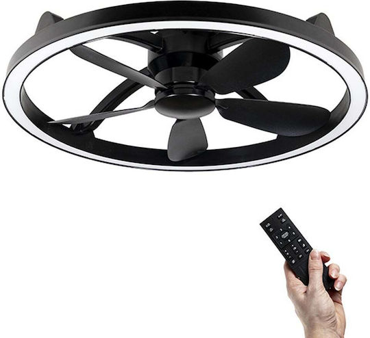 123led Ventilator de Tavan 61,3cm cu Lumină Negru