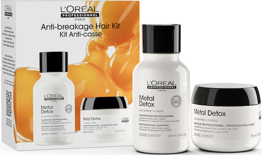 L'Oréal Professionnel Serie Expert Metal Detox Mini Duo Hair Care & Styling Set for Hydration for All Hair Types with Shampoo & Mask 2 Pieces