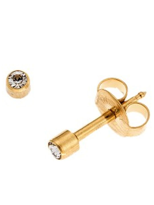 Senza Senza Gold Plated Steel Stud Earrings with Stones