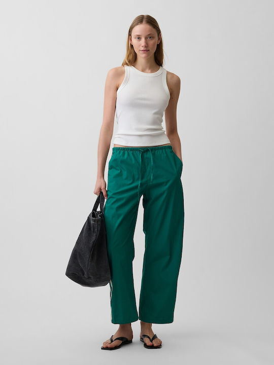 Women's Fabric Trousers with Rubber Band Baize Green