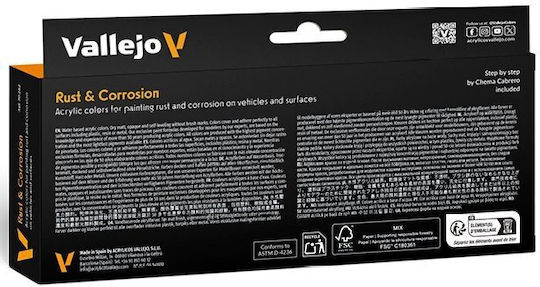 Acrylicos Vallejo Effects Set Model Making Paints Rust & Corrosion 18ml 8pcs