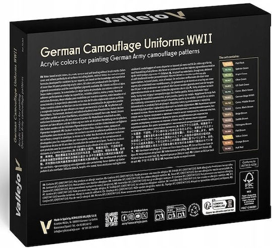 Acrylicos Vallejo WWII Model Making Paints Set 18ml 16pcs