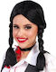 Perucă Wednesday Păr Negru Împletituri Halloween
