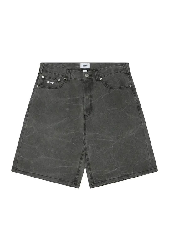 Obey Ανδρική Βερμούδα Τζιν Black Wrinkle Wash