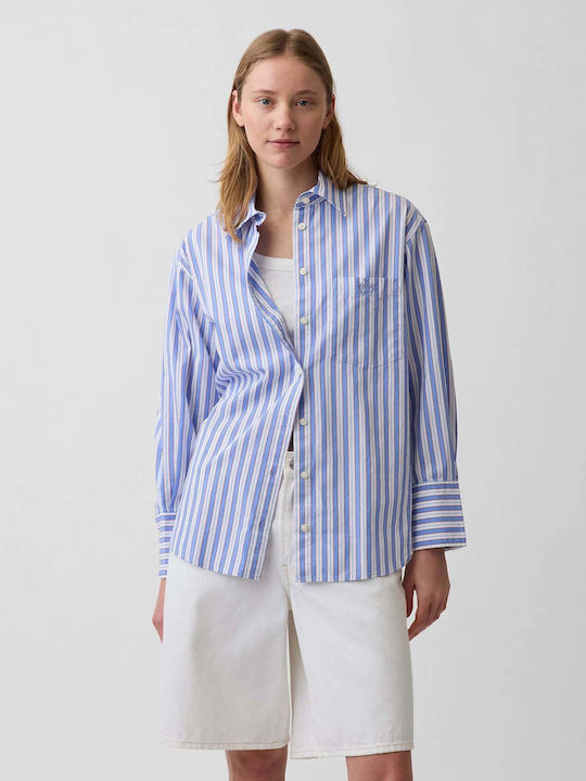 GAP Long Sleeve Women's Shirt Blue White Stripe...