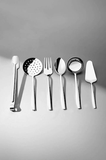SteweHome Set of 6 Grey Stainless Steel Serving Utensils