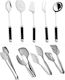 SteweHome Set of 9 Pieces White Stainless Steel Serving Utensils