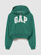 Long Women's Sweatshirt Cardigan with Hood Baize Green