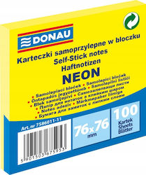 Donau Self-adhesive Notebook 76x76mm 100pcs Yellow Neon 7586011-11