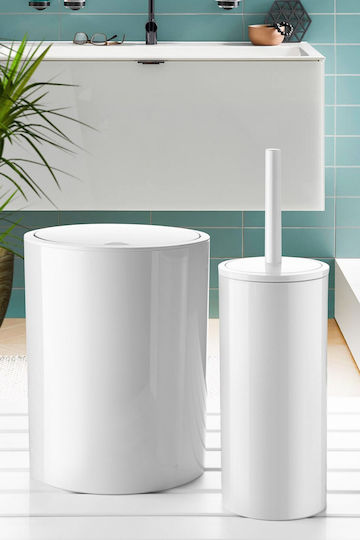 SteweHome SteweHome Kunststoff Satz Badezimmer Mülleimer und Bürsten 6lt Weiß