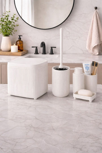 SteweHome Set Plastic Perie și Coș de Baie 5l Alb
