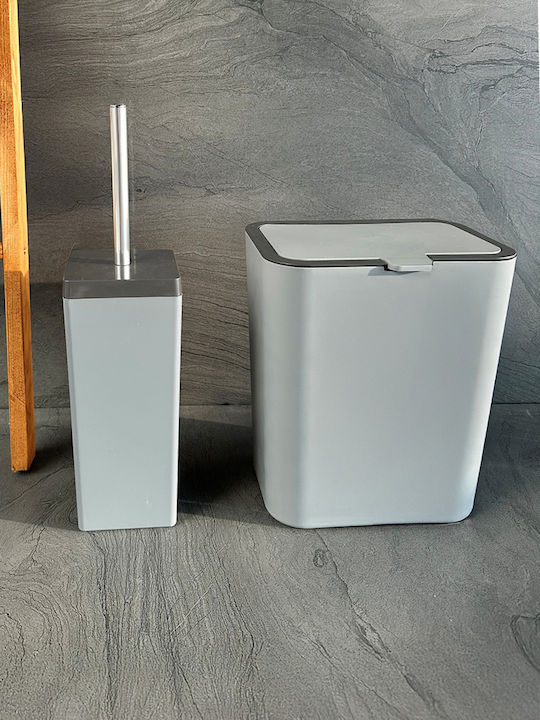 SteweHome Plastic Bathroom Brush and Bin Set 6l Grey