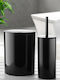 SteweHome Plastic Bathroom Brush and Trash Can Set 6L Black
