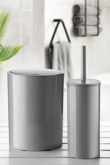 SteweHome Set Plastic Perie și Coș de Baie 6l Gri