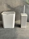 SteweHome Plastic Bathroom Brush and Trash Can Set 6l Beige