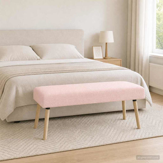 Fabric Upholstered Bench Stool Pink 46x110x40cm