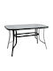 Outdoor Metal Table with Glass Top Rio Black 140x80x71cm E2502,5