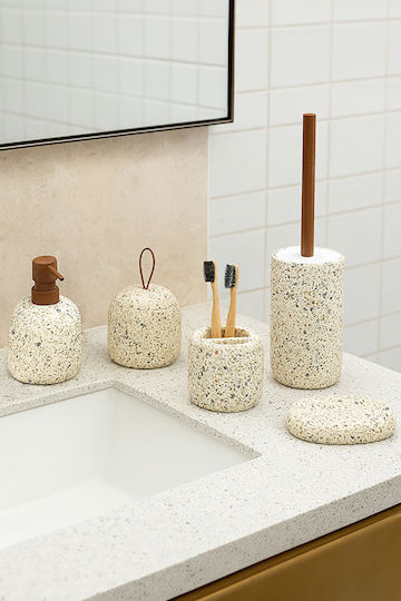 SteweHome Bathroom Accessory Set Plastic Beige 5 Pieces