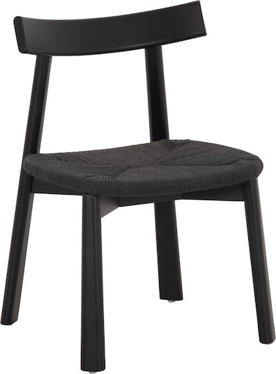 Rubberwood Καρέκλες Τραπεζαρίας Ξύλινες Μαυρο 2τμχ 51x55x74εκ.