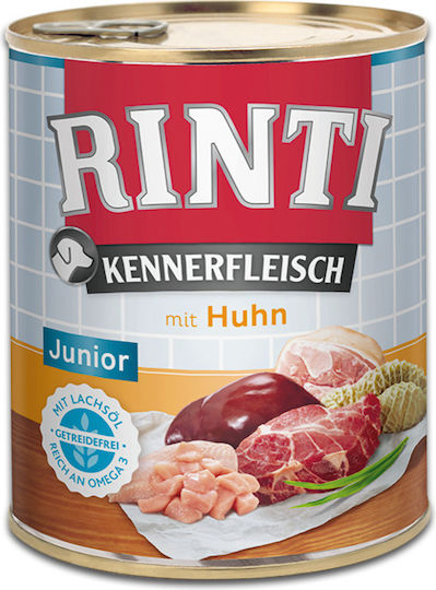 Rinti Kennerfleisch Течна Храна За Кученца В Може Да Диета С Пилешко Месо Паста Картофи Ориз Сьомга Черен Дроб И Трици 800гр