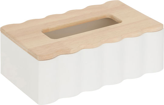 Suport pentru Șervețele din Lemn Alb 25x15x9cm 211539